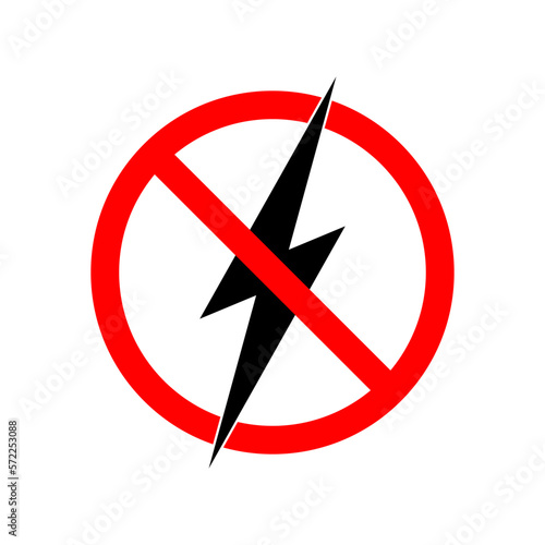 Graphics icon no electric energy. Blackout electrical power sign isolated on white background. Vector illustration