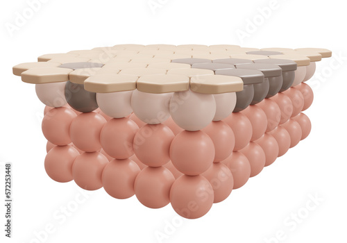 3d rendering of skin cell with dark spot layer for cosmetic advertise. 3D Render illustration.