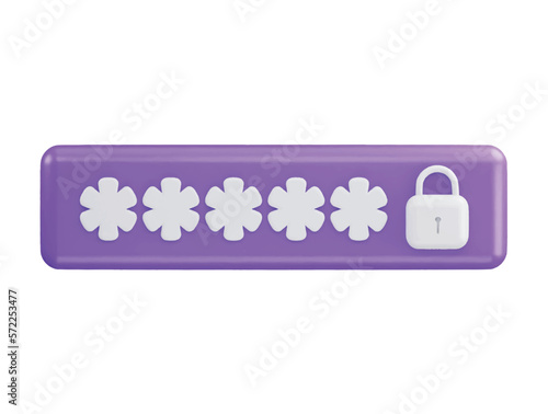 Padlock with password 3d rendering vector icon illustration