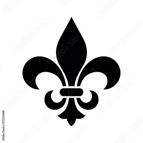 Fototapeta fleur de lis simple elegant black silhouette logo, vector symbol