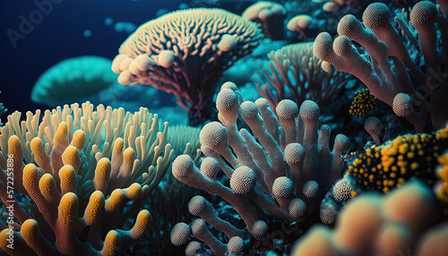 Beautiful underwater coral reef. Generative AI. 