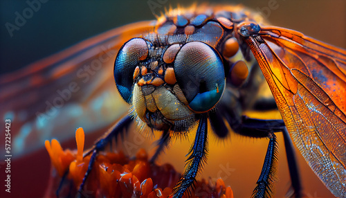 macro dragonfly, close up of a dragonfly, Generative AI © thinnapat