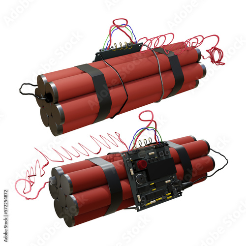 Canvastavla 3d rendering of explosive assembled time bomb perspective view