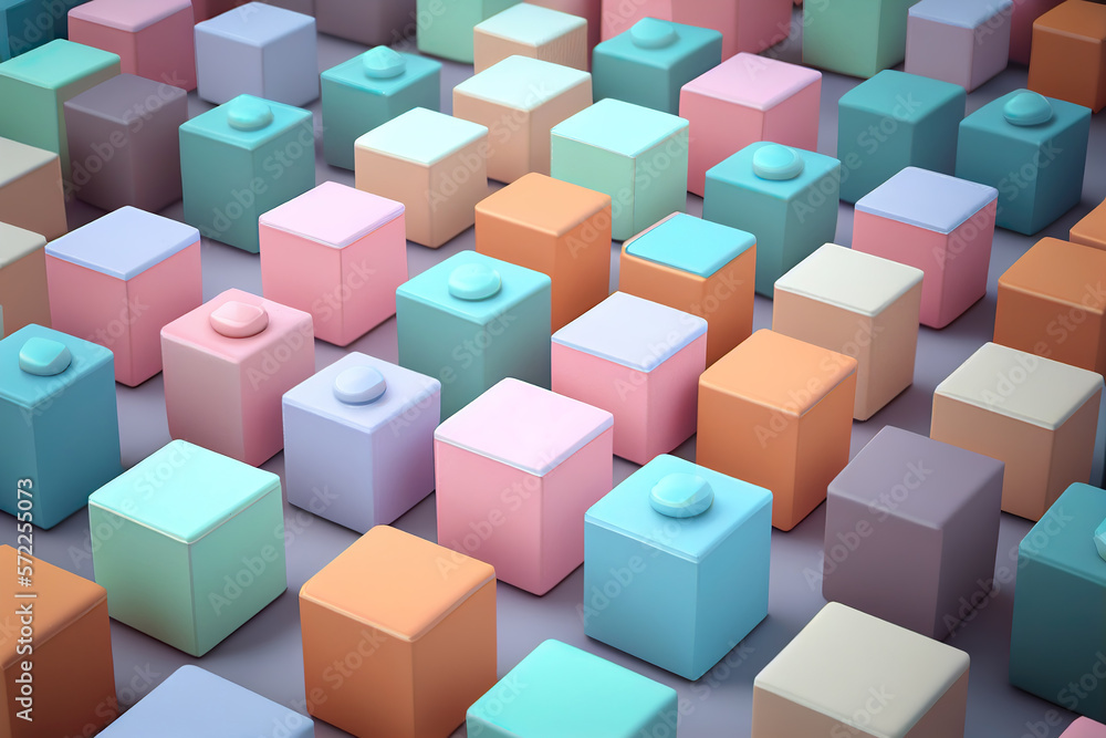 Smooth pastel box cube abstract background. 3d soft and smooth box for background. Generative AI. Smooth pastel box cube abstract background. 3d soft and smooth box for background. Generative AI.