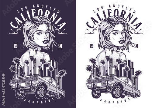 Los Angeles city flyer monochrome