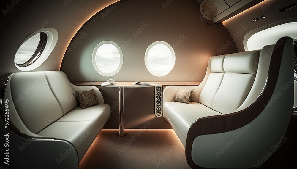 Futuristic luxurious corporate plane interior design generative ai