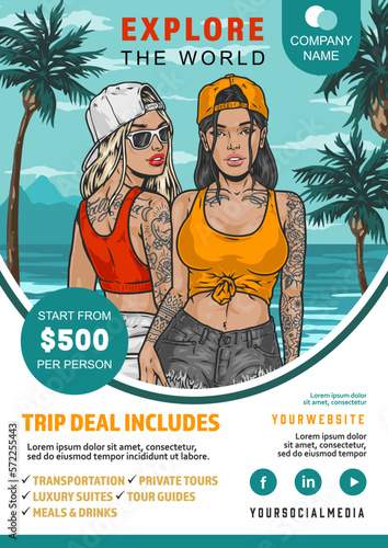 Travel agency advertising flyer colorful