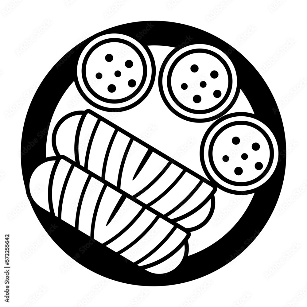 dosey or dosha vector outline icon design, Asian Cuisines symbol, Most