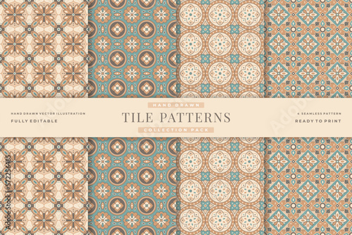 vintage tile seamless patterns collection 9