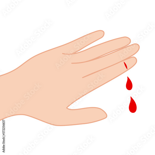人差し指を切って出血してるイラスト