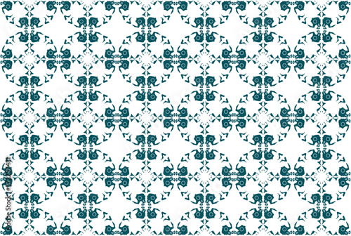 Ceramic tile mosaic in Arabic style, vector illustration. Green emerald contrast color ornate seamless pattern