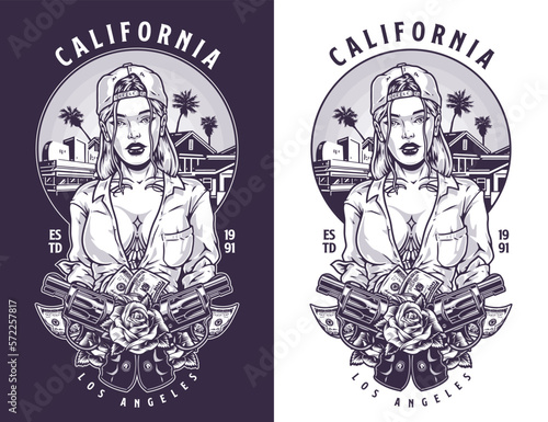 California Girl Gangster monochrome flyer