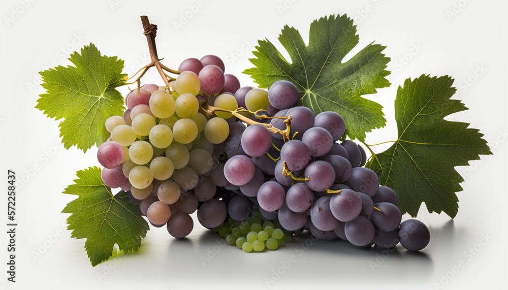 Fototapeta premium A bunch of grapes photoreal illustration on white background can easily be isolated generative ai
