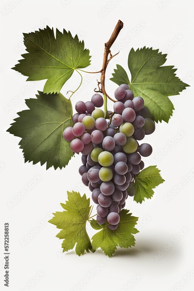 Obraz premium A bunch of grapes photoreal illustration on white background can easily be isolated generative ai