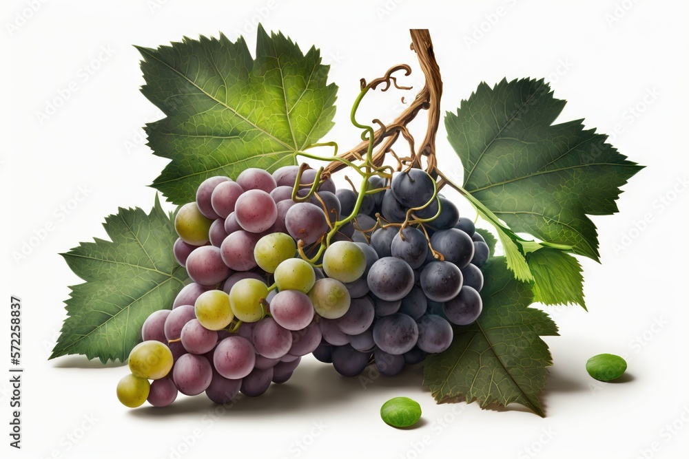 Obraz premium A bunch of grapes photoreal illustration on white background can easily be isolated generative ai