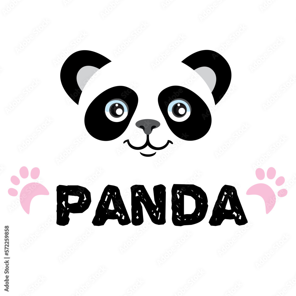 Panda logo. Isolated head on white background. Asian bear mascot idea for logo, emblem, symbol, icon.