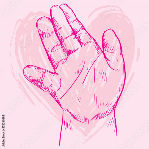 Baby Hand. Human hands sketch drawing illustration. 