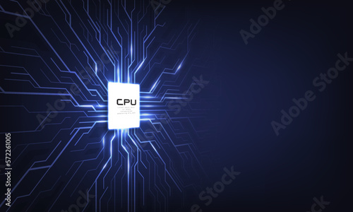 Abstract technology chip processor background circuit board and html code,3D illustration blue technology background vector.