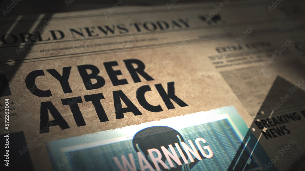 Obraz premium Articles about internet security and cyber crime in old newspaper; firewall, virus,hacker attacks