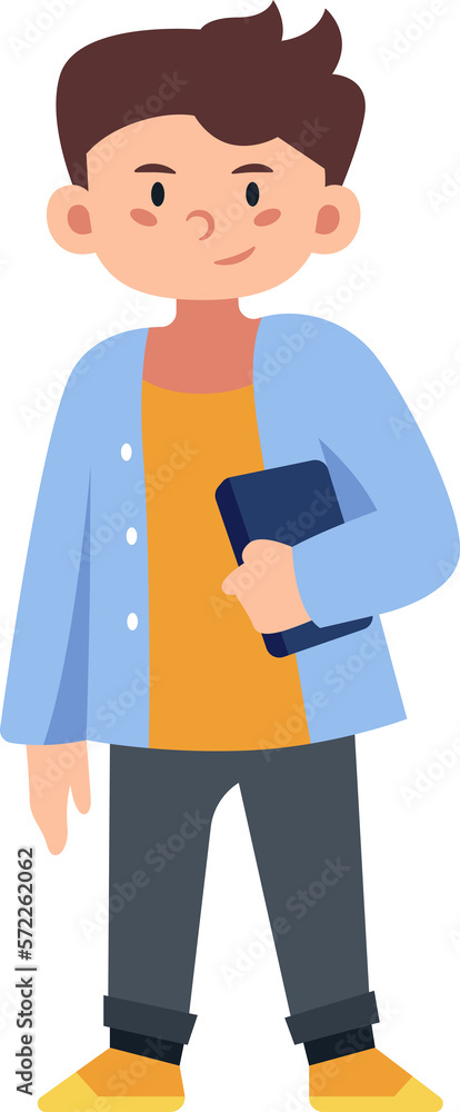 Naklejka premium school boy student holding textbook