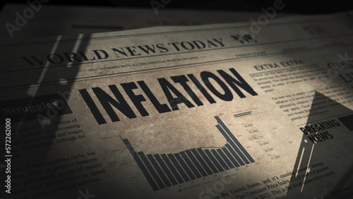 Tableau sur toile Article about worldwide inflation and loss of value of money as an international
