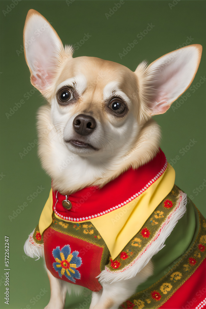 chihuahua dog dressed in traditional folk Lederhosen, created with generative ai