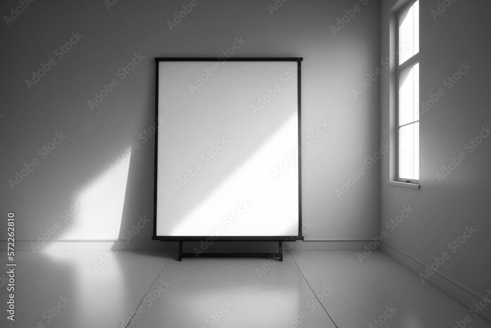 A blank canvas sits in a simple room With Generative AI A blank canvas sits in a simple room With Generative AI