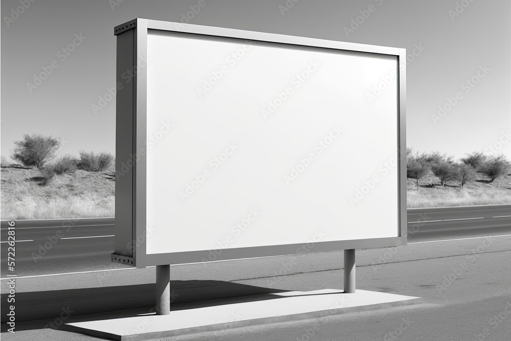 Fototapeta premium Blank billboard on the street. Mock up template for Design or product placement created using generative AI tools