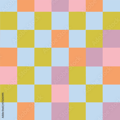 Colorful Blue Orange Check Pattern Vector Background Style.