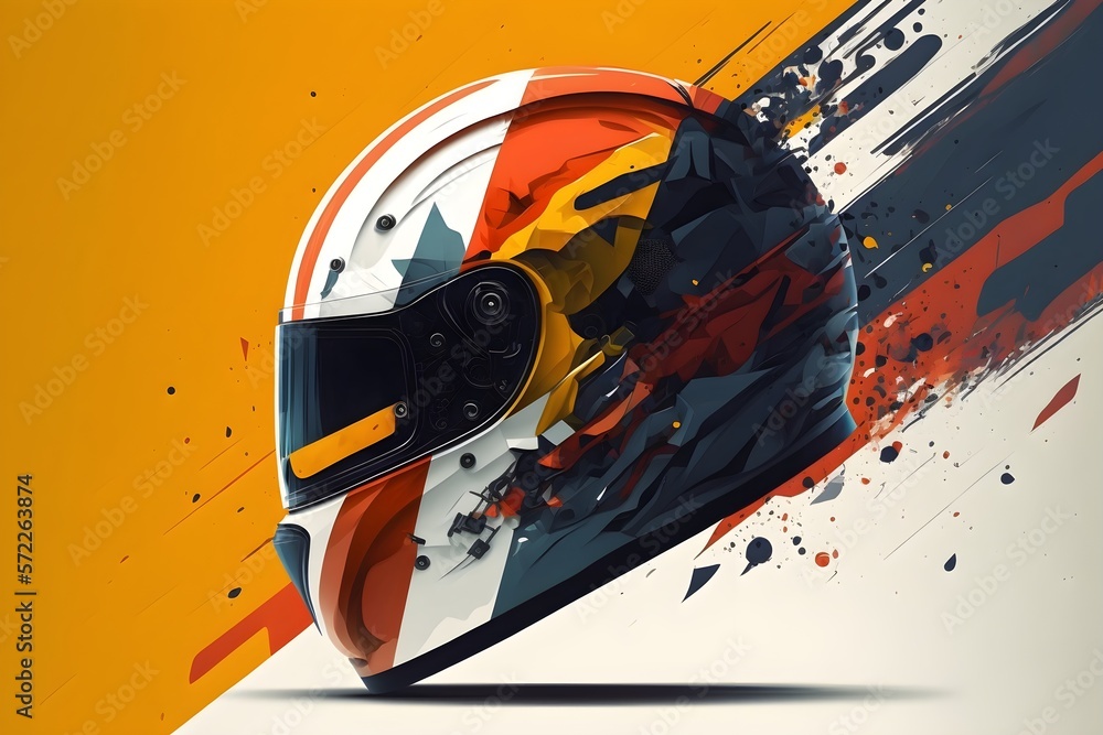 motorsport helmet themed cool flat and plain design for a background ...