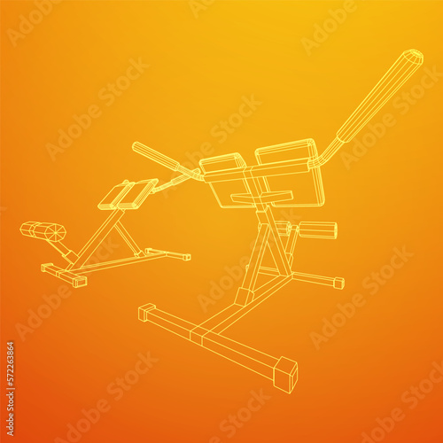 Modern exercise machine for the back and abs. Hyperextension simulator.