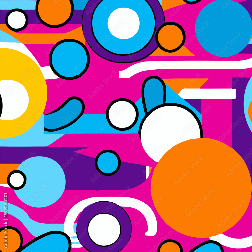Colorful Pattern With Big And Small Circles And Lines And Small Breakouts Vector Background Style.