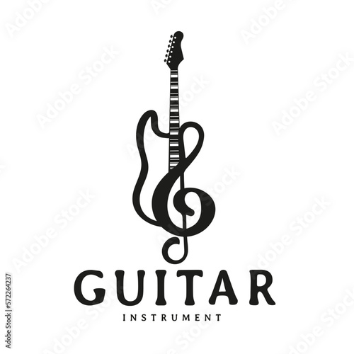 Instrumental guitar modern logo design inspiration and can be used for musical instrument shop