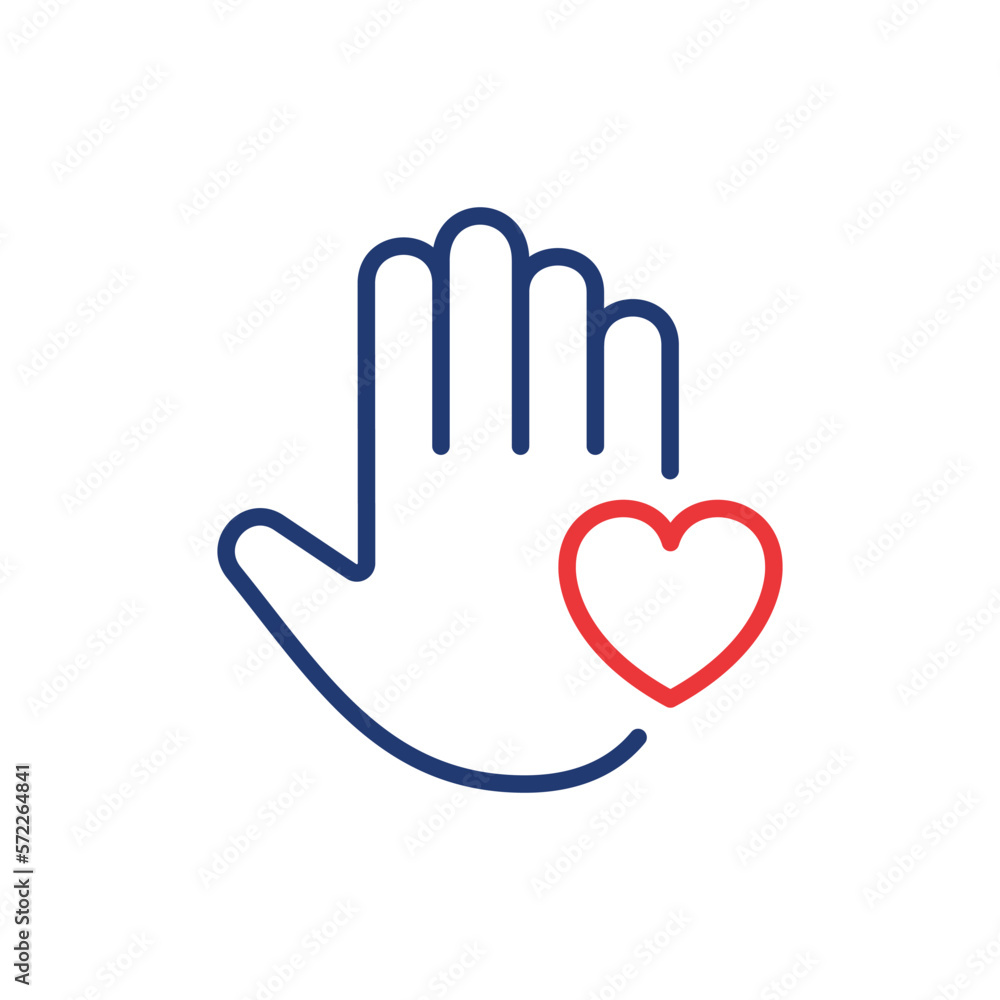 Palm of Hand and Heart Line Icon. Symbol of Volunteering Linear Pictogram. Charity and Donation Concept. Shape of Heart and Hand Outline Icon. Editable Stroke. Isolated Vector Illustration Palm of Hand and Heart Line Icon. Symbol of Volunteering Linear Pictogram. Charity and Donation Concept. Shape of Heart and Hand Outline Icon. Editable Stroke. Isolated Vector Illustration