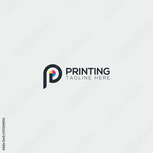 Alphabet letter P with digital print logo.
