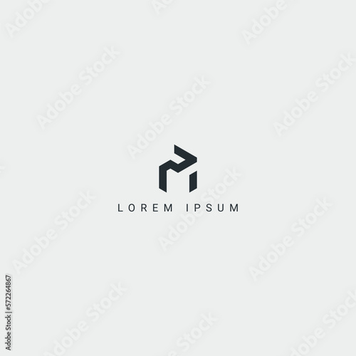 Alphabet letter PM MP logo minimal monogram icon design vector template.
