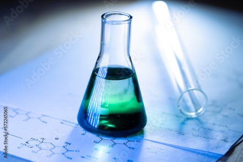 Photos Chemical tubes with reaction formulas