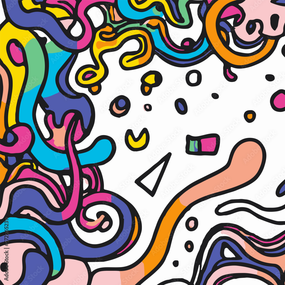 Fototapeta premium Colourful Waves Doodles Background.