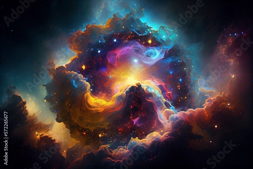 Obraz na płótnie beautiful universe, nebulas, patterns, space, absctractions , crayon style AI Ge