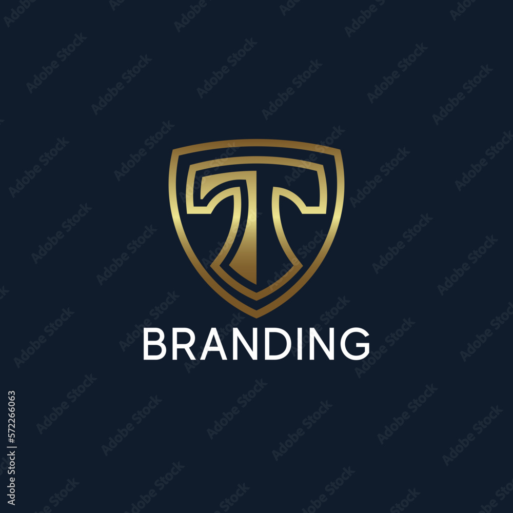 Letter T Shield Logo Letter T Shield Logo