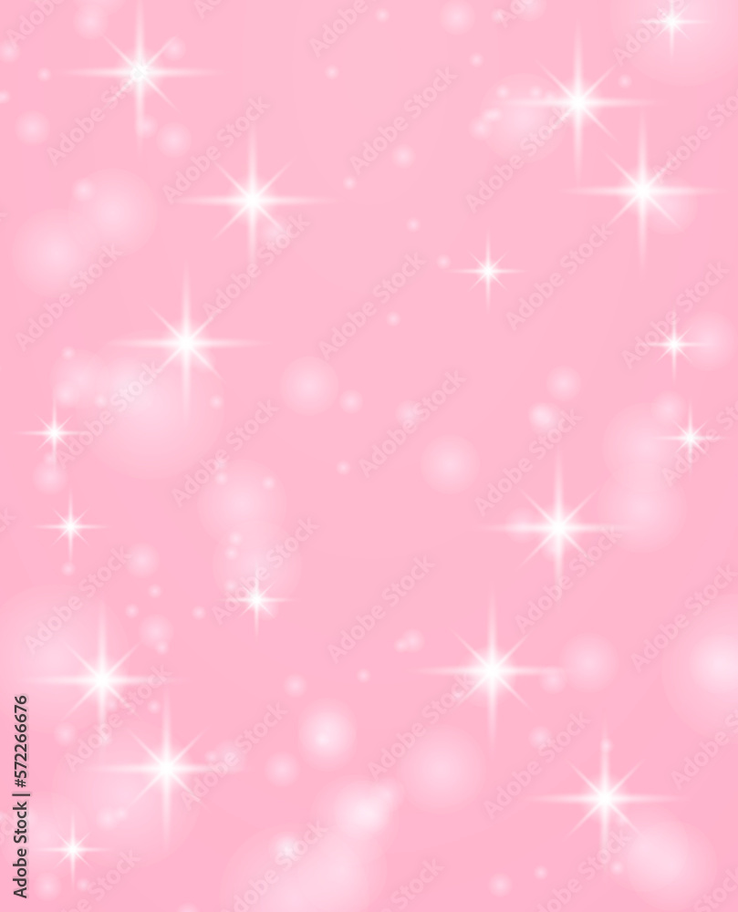 春をイメージしたキラキラ背景。キレイなピンク色の背景イラスト。玉ボケ。パーティクル。 春をイメージしたキラキラ背景。キレイなピンク色の背景イラスト。玉ボケ。パーティクル。