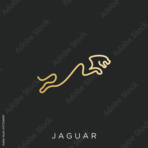 jumping jaguar logo with line art style