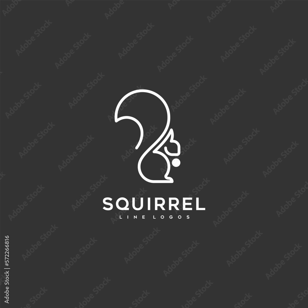 Obraz premium squirrel line logo design inspiration