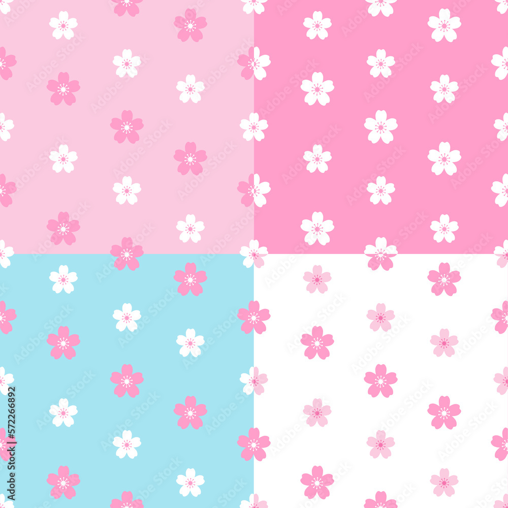 Sakura flower seamless pattern background vector illustration. Cherry blossom pattern set

