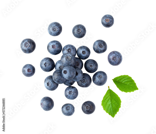 Fotografija Blueberries and leaves isolated on transparent png