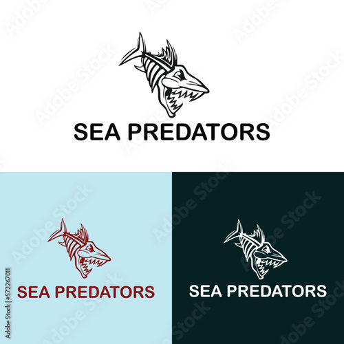 sea predators logo design template