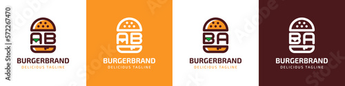 Letter AB and BA Burger Logo, suitable for any business related to burger with AB or BA initials.