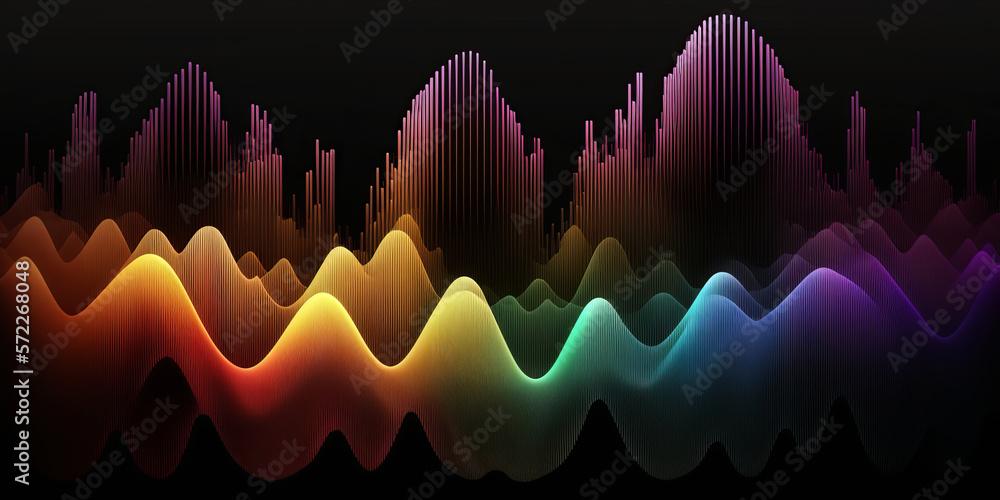 Abstract sound wave. Voice digital waveform, volume voice technology vibrant wave. Music sound energy vector background. Equalizer volume, waveform electronic light illustration. Generative AI Abstract sound wave. Voice digital waveform, volume voice technology vibrant wave. Music sound energy vector background. Equalizer volume, waveform electronic light illustration. Generative AI