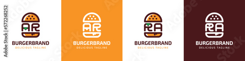 Letter AR and RA Burger Logo, suitable for any business related to burger with AR or RA initials.