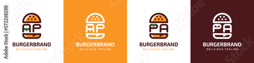 Letter AP and PA Burger Logo, suitable for any business related to burger with AP or PA initials.